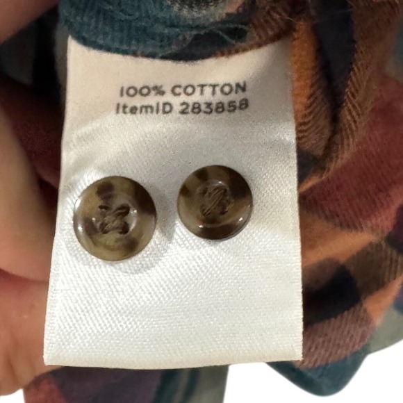 L.L. Bean Signature Plaid Flannel Shirt Womens 10 Multi-Color Excellent Cotton - Picture 10 of 10